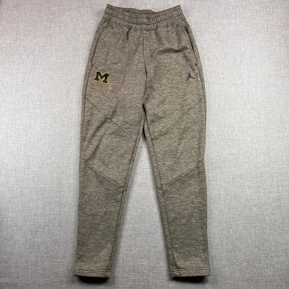 Jordan Michigan Wolverines Jogger Sweatpants Men Small Olive Gray Jumpman Sporty